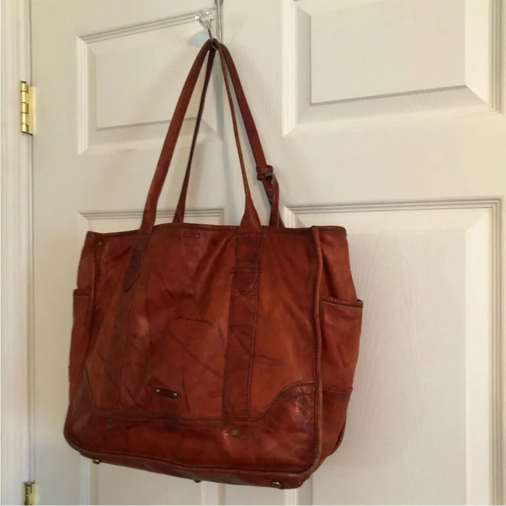 Frye leather campus shopper tote purse over night bag laptop case shoulder strap